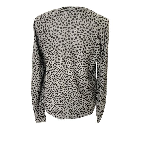 AKRIS US 8 Long Sleeve Top Cashmere Silk Blend Gray Black Dot Print - Picture 6 of 9